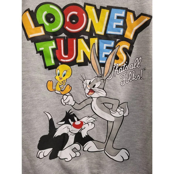 Juniors girls LOONEY TUNES pull over scoop neck large (11-13) gray sweatshirt - Picture 2 of 8